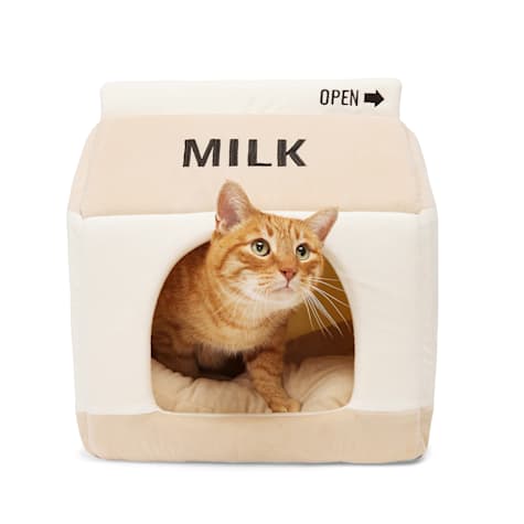 EveryYay Milk Carton Hooded Cat Bed