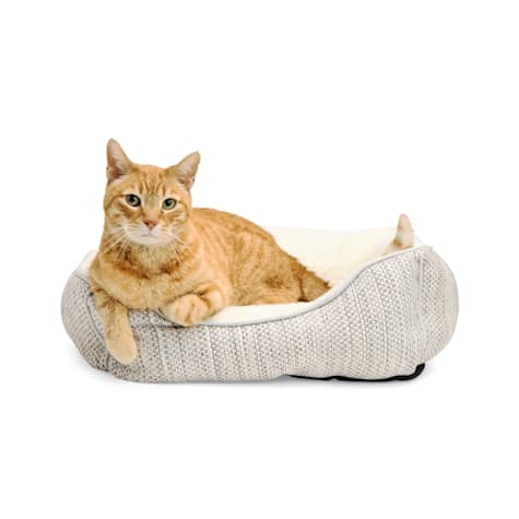 EveryYay Gray Orthopedic Luxe Rectangle Cuddler Cat Bed