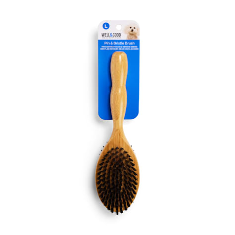 Well & Good Bamboo Pin and Bristle Dog Brush for All Coats