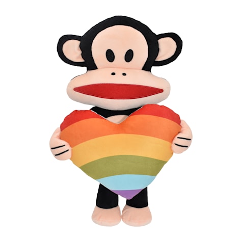 Multipet Paul Frank Julius The Monkey Holding a Rainbow Heart Dog Toy