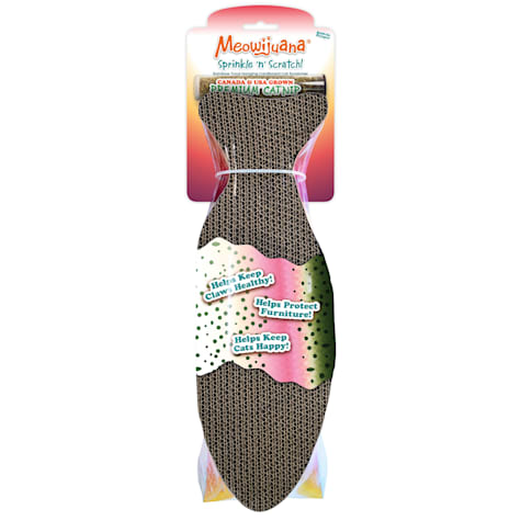 Meowijuana Sprinkle 'n' Scratch and Rainbow Trout Hanging Cardboard Scratcher Cat Toy
