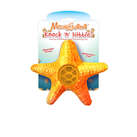 Meowijuana Knock 'n' Nibble Starfish and Refillable Treat Dispensing Cat Toy