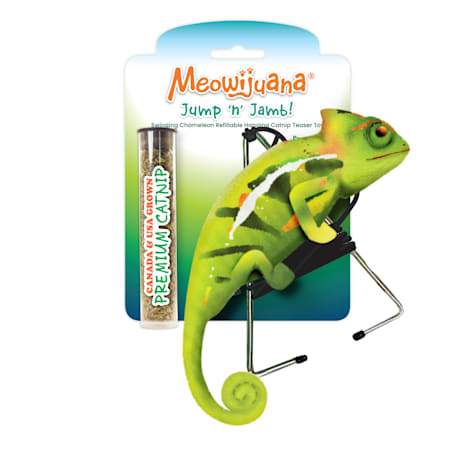 Meowijuana Jump 'n' Jamb, Chameleon, Refillable Catnip Swinging Cat Toy