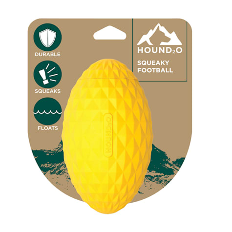 Hound2O Yellow Squeaky Football Dog Toys