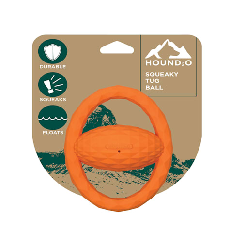 Hound2O Orange Squeaky Tug Ball Dog Toys