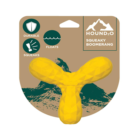 Hound2O Yellow Squeaky Boomerang Dog Toys