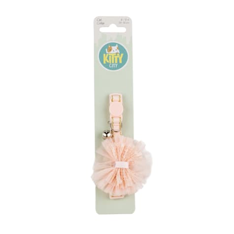 Kitty City Pink Gold Confetti Edge Stripe Bow Cat Collar