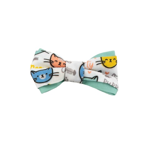 Kitty City Green Cat Doodles Bowtie Collar Slider