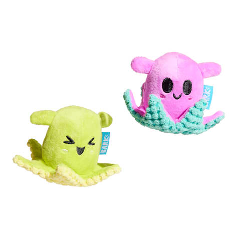 Bark Lil Squirts Ocean Octopus Green Pink Plush Dog Toy