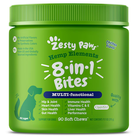 Zesty Paws Hemp Chicken Elements 8-in-1 Bites for Dogs