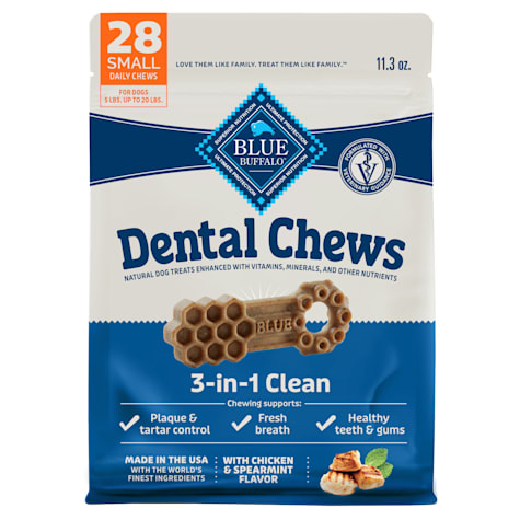 Blue Buffalo Chicken & Spearmint Dental Chews Small Natural Dog Treats