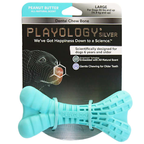 Playology Peanut Butter Scent Dental Chew Bone Dog Toy