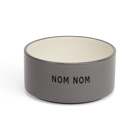 EveryYay Nom Nom Gray Ceramic Dog Bowl