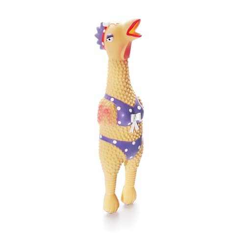Outward Hound Tan Squawkers Henrietta Latex Rubber Chicken Interactive Dog Toy