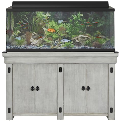Ollie & Hutch Flipper Rustic White Wildwood 55 Gallon Aquarium or Terrarium Tank Stand