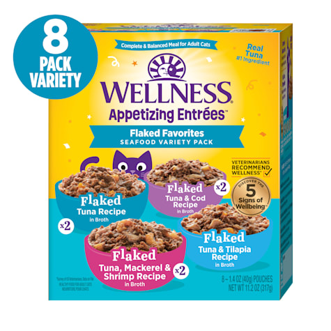 Wellness Appetizing Entrees Flaked Favorites, Seafood Natural Wet Cat Food Variety Pack