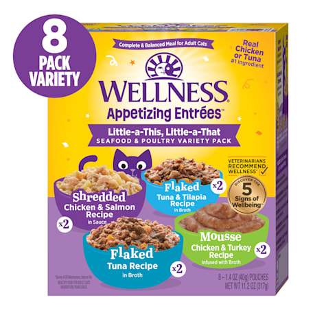 Wellness Appetizing Entrees Little-a-This, Little-a-That, Seafood & Poultry Natural Wet Cat Food Variety Pack