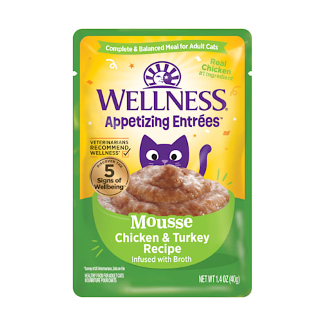 Wellness Appetizing Entrees Mousse Chicken & Turkey Recipe Infused with Broth Natural Wet Cat Food