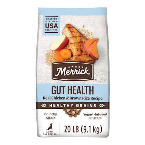 Merrick Healthy Grains Natural Chicken And Rice With Yogurt-Infused Clusters Gut Health Recipe Dry Dog Food