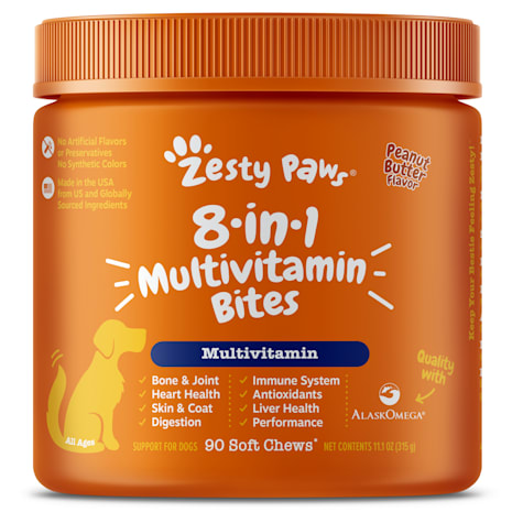 Zesty Paws Peanut Butter 8-in-1 Multivitamin Bites for Dogs