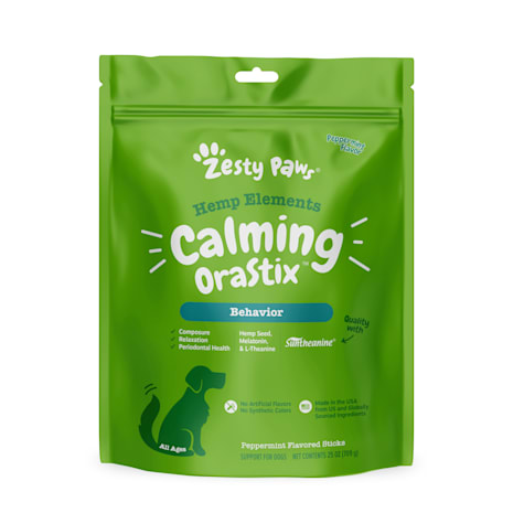 Zesty Paws Peppermint Hemp Elements Calming OraStix Chews for Dogs