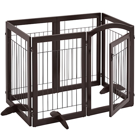 Topeakmart Espresso 6-Panel Pet Gate