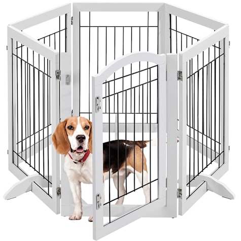 Topeakmart White 6-Panel Pet Gate
