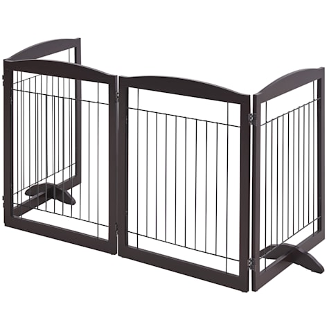 Topeakmart Espresso 4-Panel Pet Gate