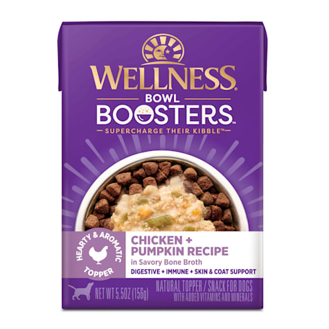 Wellness Bowl Boosters Hearty Chicken & Pumpkin Recipe in Savory Bone Broth Dog Food Toppers