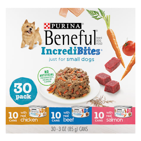 Purina Beneful IncrediBites With Real Beef, Chicken or Salmon Small Breed Wet Dog Food Variety Pack