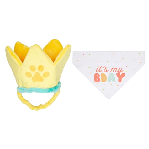 Pearhead Pet Happy Barkday Bandana and Crown Birthday Set for Dogs
