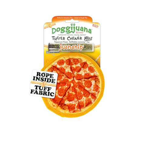 Doggijuana Tuffer Chewer Mini Refillable Pepperoni Pizza Dog Toy