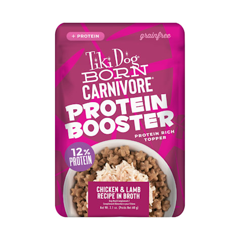 Tiki Dog Born Carnivore Protein Booster Topper, Chicken and Lamb Recipe in Broth Dog Food Topper