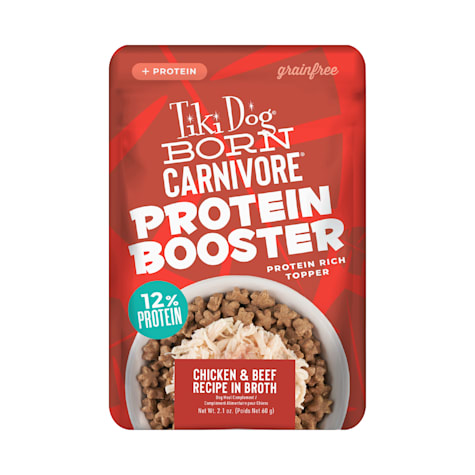 Tiki Dog Born Carnivore Protein Booster Chicken and Beef Recipe in Broth Dog Food Topper