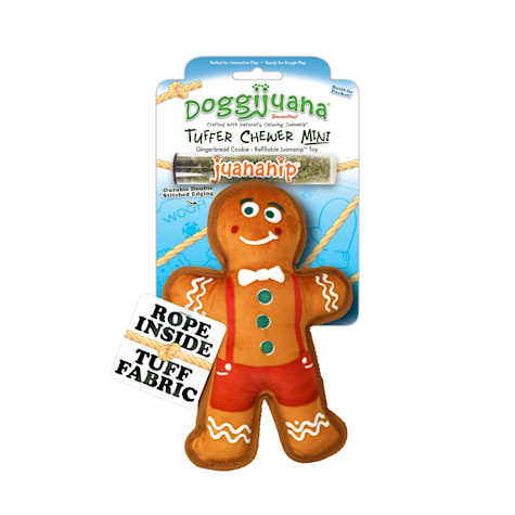 Doggijuana Tuffer Chewer Mini Refillable Gingerbread Cookie Dog Toy