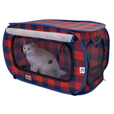 Sport Pet Plaid Pop Open Carrier for Dogs