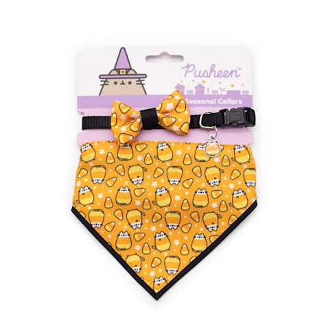 Pusheen Candy Corn Print Bow Tie and Bandana Collar Set for Cats