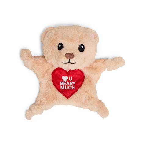 YOULY Valentine's Day Flattie Bear Dog Toy