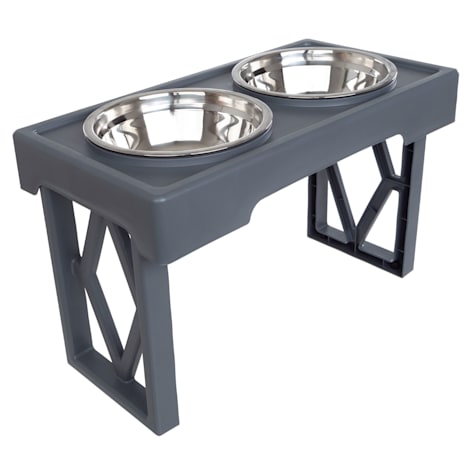 Pet Adobe Gray Adjustable Raised Dog Bowl Stand