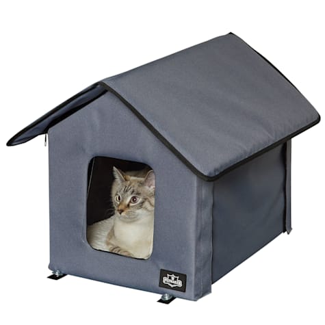 Pet Adobe Heated Cat House with Sherpa Pad
