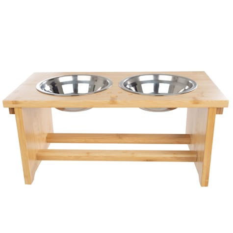 Pet Adobe Elevated Dog Bowls with Bamboo Stand