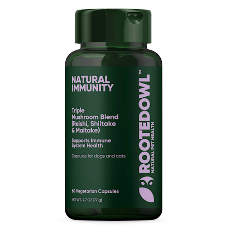 Rooted Owl Natural Supplements Immunity Vegan Capsules with Triple Mushroom Blend for Dogs and Cats