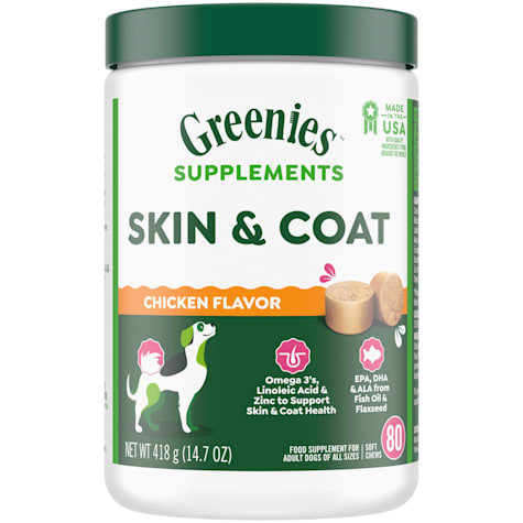 Greenies Dog Skin and Coat Supplement Soft Chews with Fish Oil & Chicken Flavor