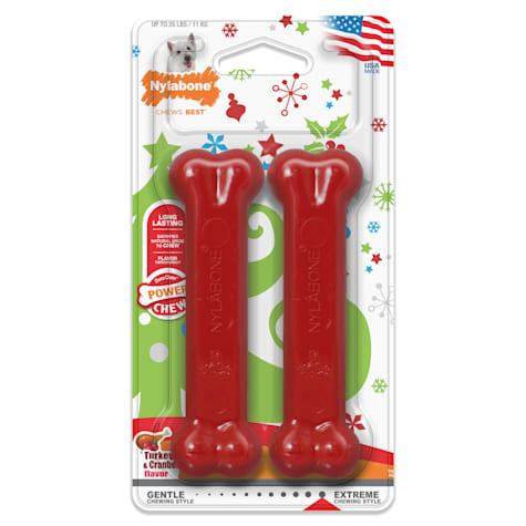 Nylabone Power Chew Holiday Dog Chew Toys Twin Pack Turkey & Cranberry for Dogs Up to 25 lbs.