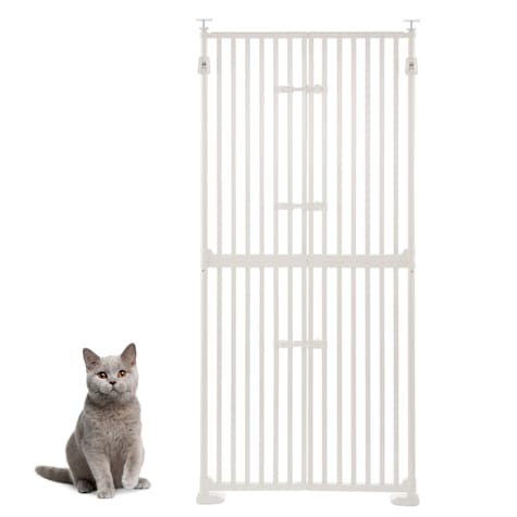UniPaws Extra Tall Cat Pet Gate with Doors Locks Narrow Bar Spacing