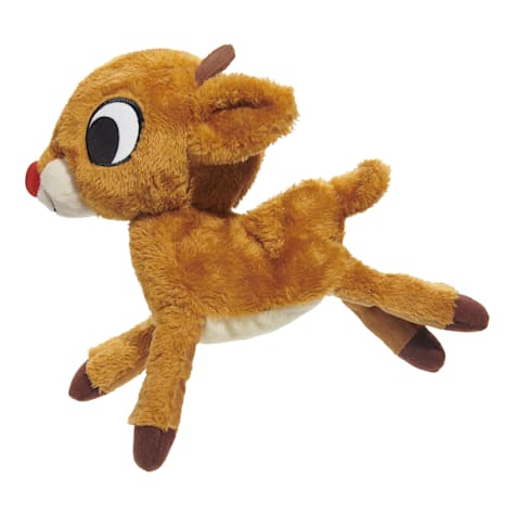 BARK Brown/Red Runnin' Rudolph Christmas the Red-Nosed Reindeer Plush Dog Toy