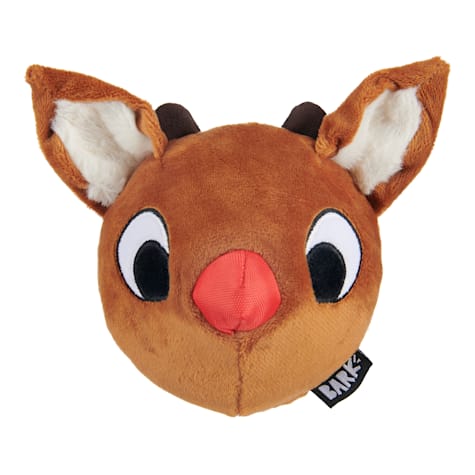BARK Super Chewer Brown/Red Reindeer Games Rudolph Christmas the Red-Nosed Rubber Dog Toy