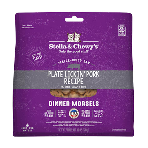 Stella & Chewy's Freeze Dried Plate Lickin'  Pork Recipe Dinner Morsels Cat Food