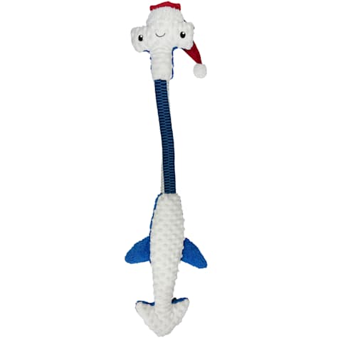 Bark-A-Boo Braided Neck Santa Shark Dog Toy