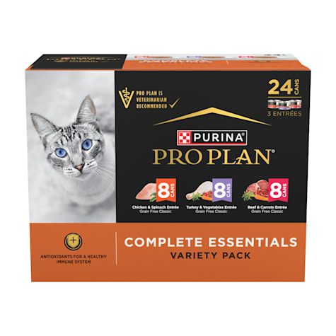 Purina Pro Plan Complete Essentials Chicken, Turkey and Beef Grain Free Wet Cat Food Variety Pack
